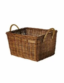 Cesto Con Asas Delantero BASIL Portland Basket Classic Mimbre Marrón 49x36x24 Cm