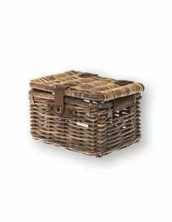 Cesto Delantero Basil Denton De Mimbre Marron Con Tapa